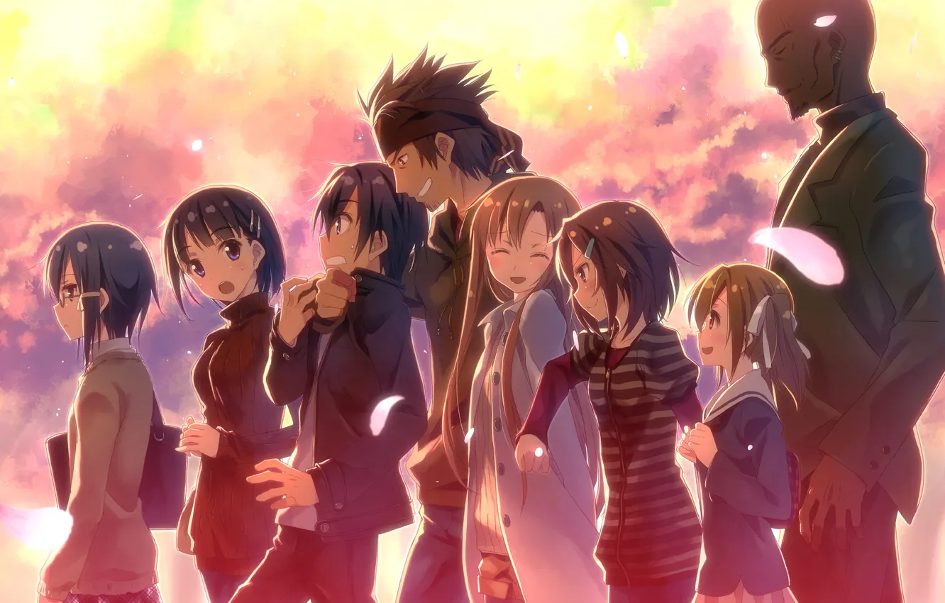 Фото обои Sword Art Online, Kirito, Silica, Asuna, SAO, Lizbeth, Sinon, Suguha