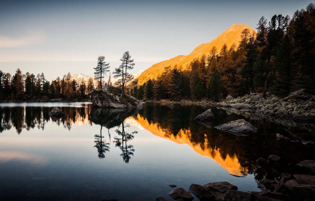 Фото обои Switzerland, Sunset, Mountains, Camp, Poschiavo, Grisons, Suracqua