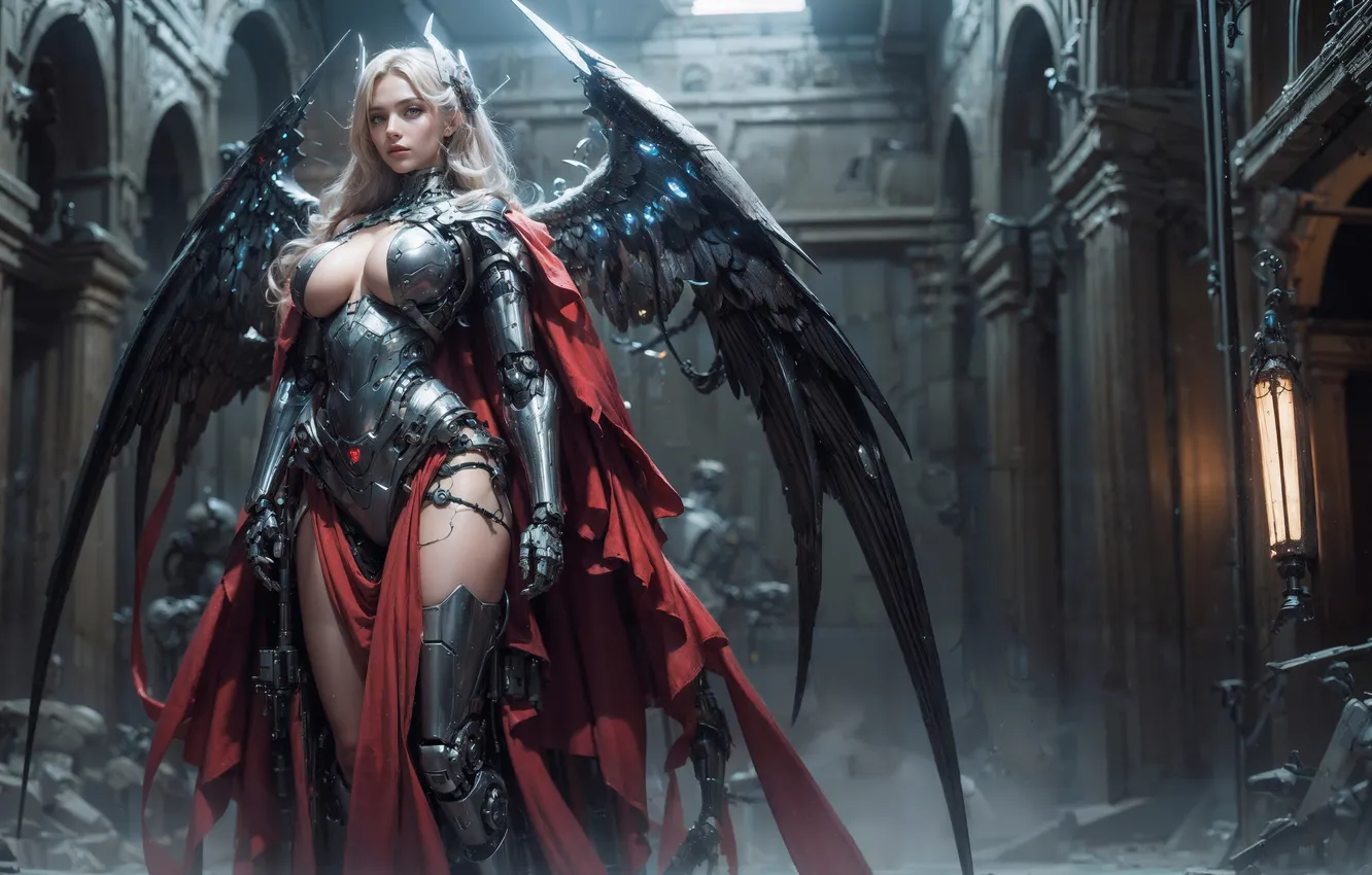 Фото обои demon, girl, wings, succubus, AI art