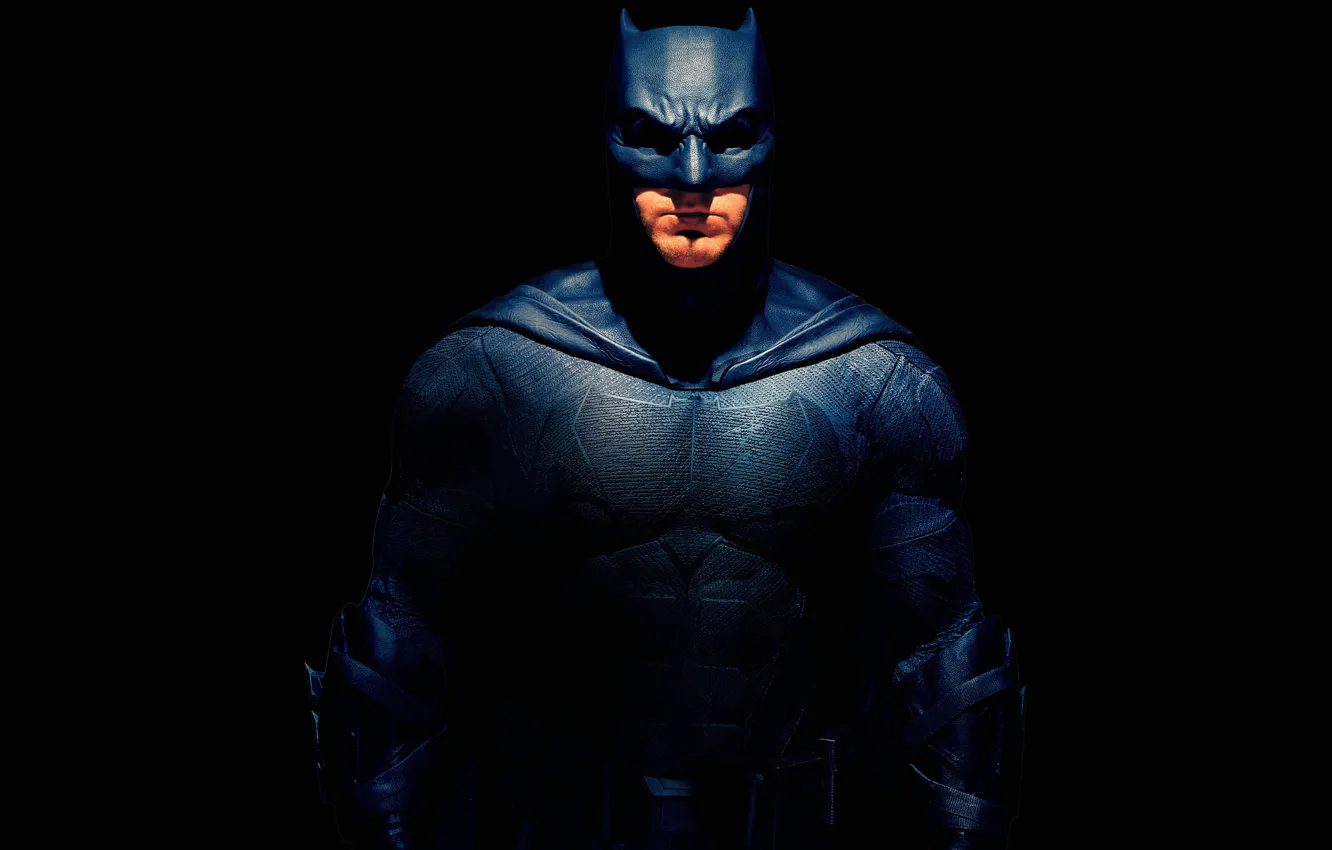 Фото обои маска, костюм, черный фон, Batman, Бен Аффлек, комикс, Bruce Wayne, Justice League