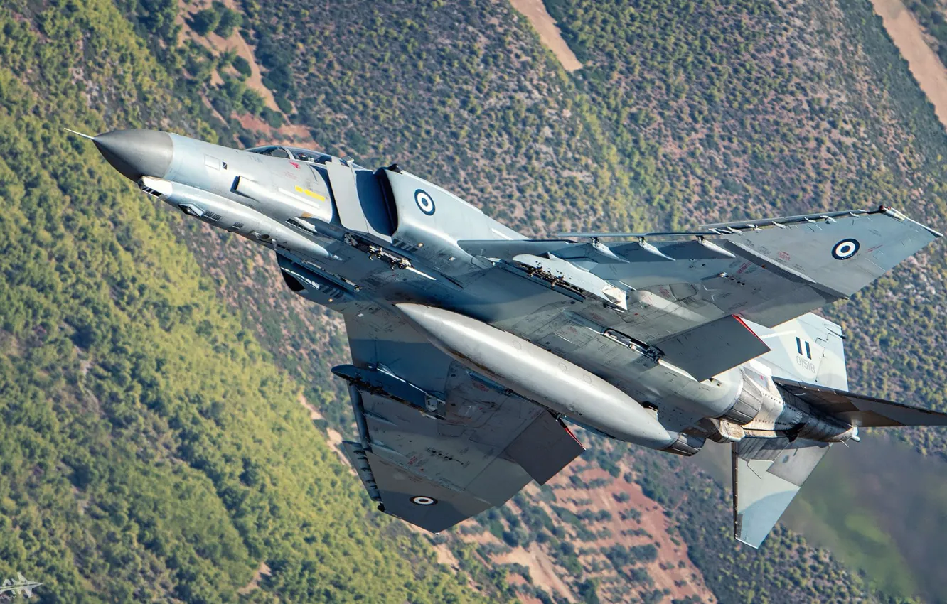 Фото обои Истребитель, F-4 Phantom II, McDonnell Douglas F-4 Phantom II, ВВС Греции, Hellenic Air Force, ПТБ, …