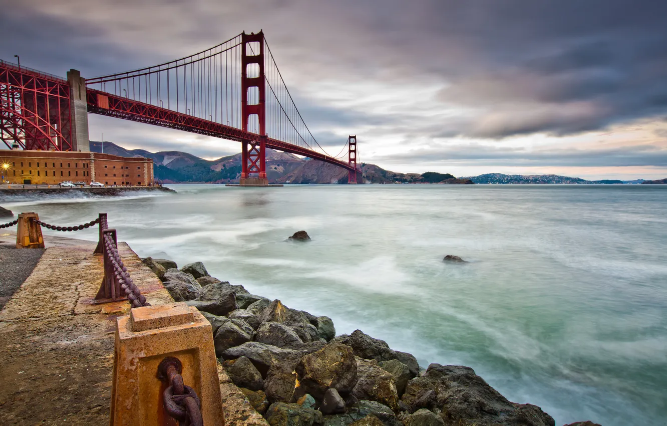 Фото обои Сан-Франциско, Golden Gate Bridge, набережная, San Francisco, пролив Золотые Ворота, Мост Золотые Ворота, San Francisco …