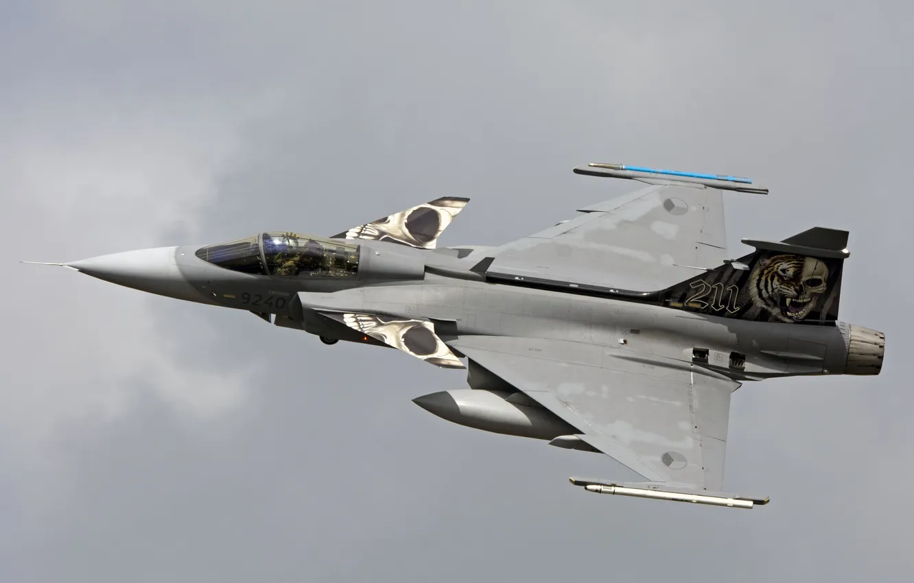 Фото обои истребитель, полёт, Gripen, Saab JAS39C