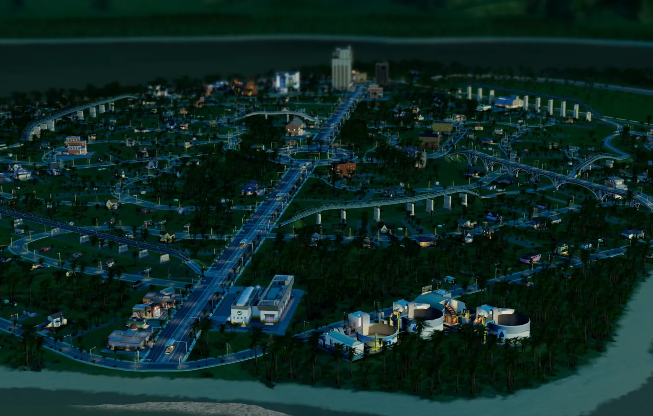 Фото обои город, ландшафт, остров, simcity
