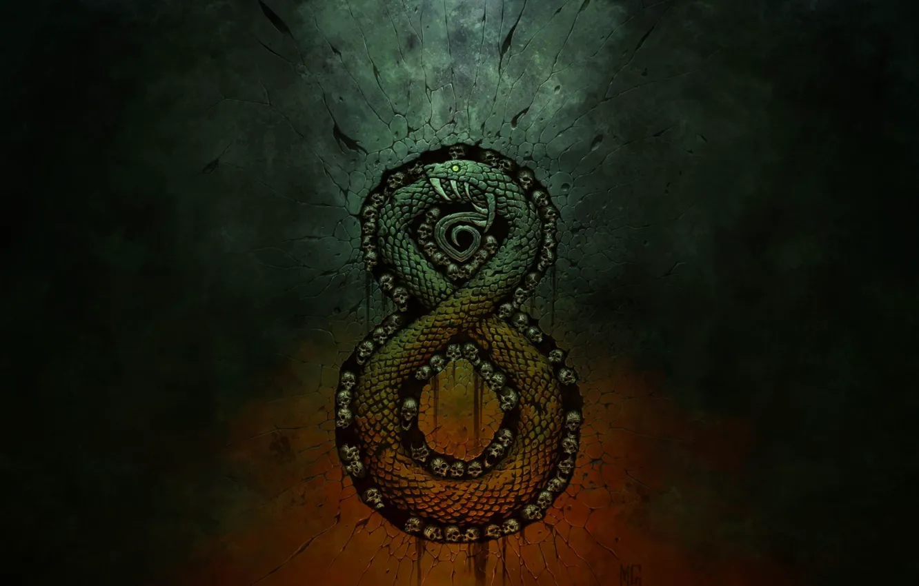 Фото обои skull, fantasy, snake, Warchief gaming, Auroboros: Coils of the Serpent