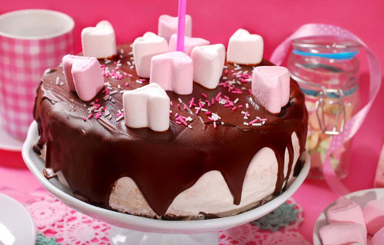 Фото обои сердце, шоколад, торт, сладкое, chocolate, глазурь, зефир, День рождения