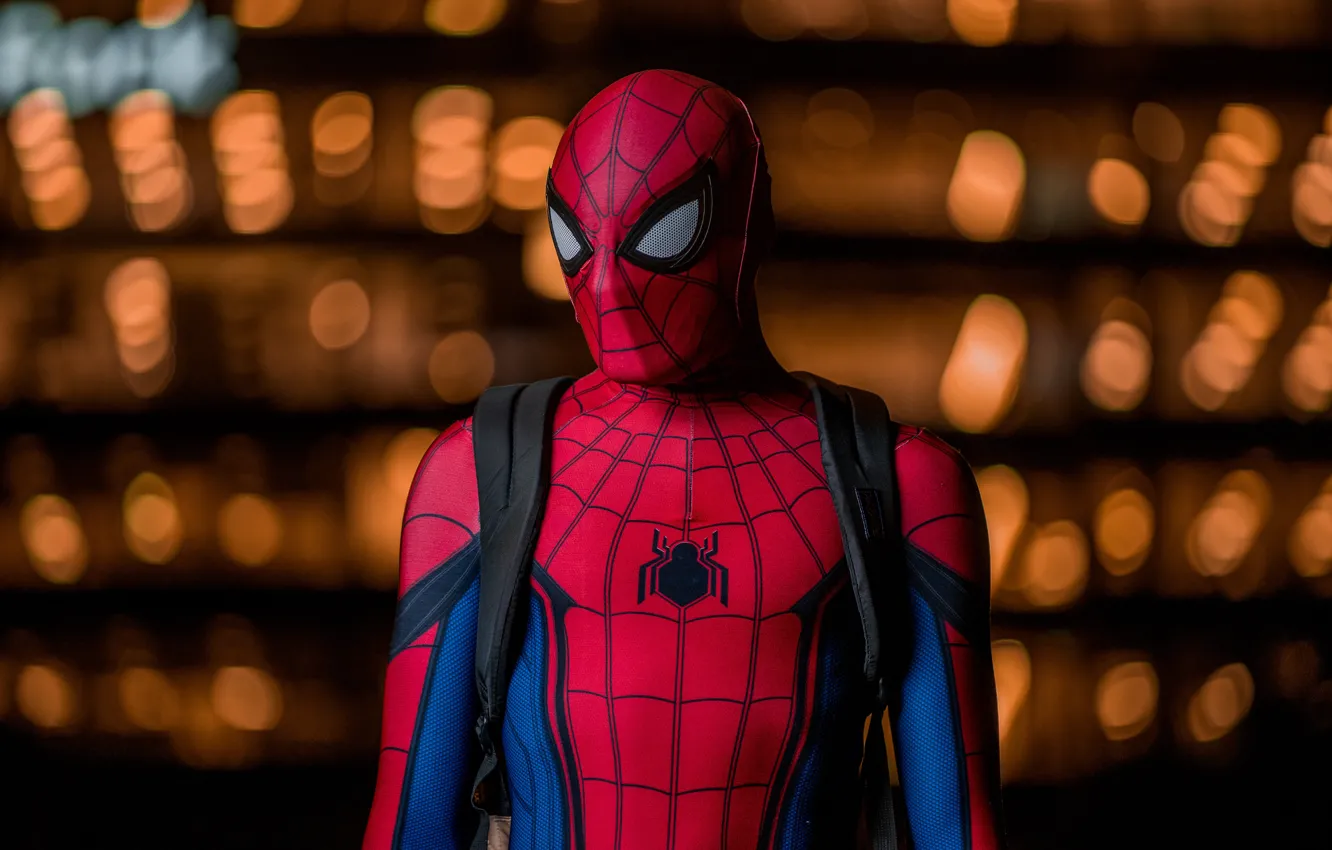 Фото обои фон, костюм, человек паук