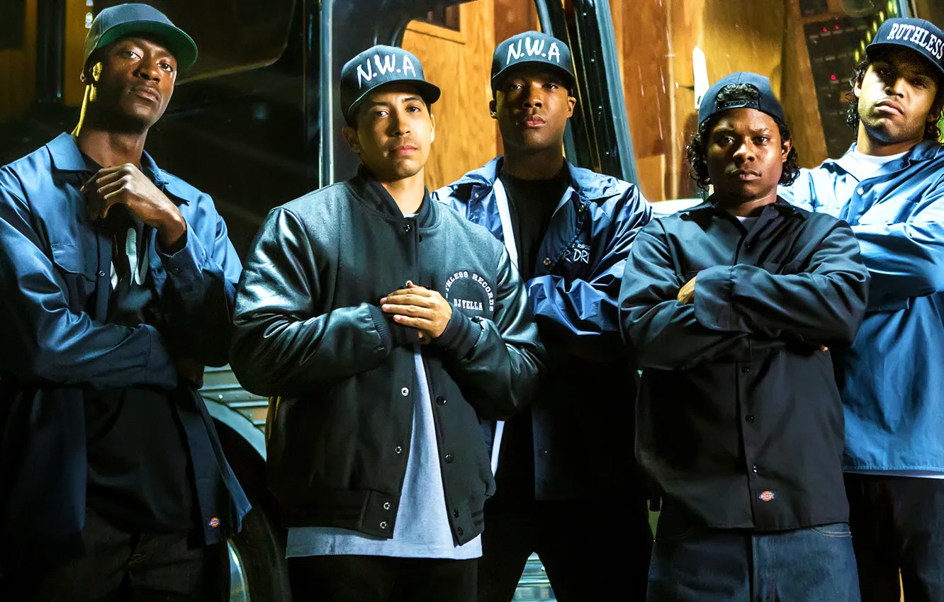 Фото обои Ice Cube, N.W.A, Dr. Dre, Straight Outta Compton, Прямиком из Комптона, Голос улиц, DJ Yella, …