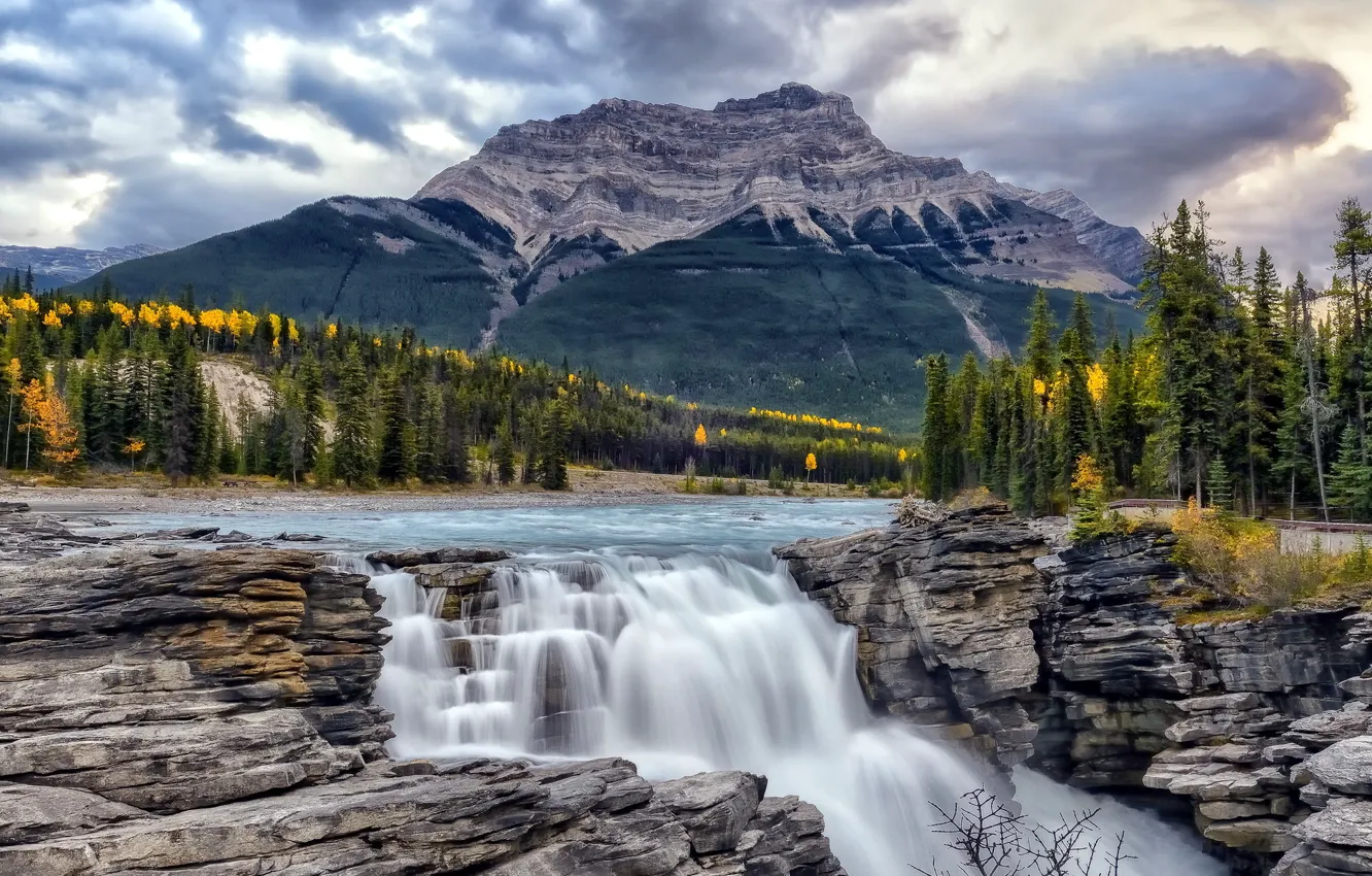 Фото обои Alberta, Canada, autumn, Athabasca River, Athabasca Falls