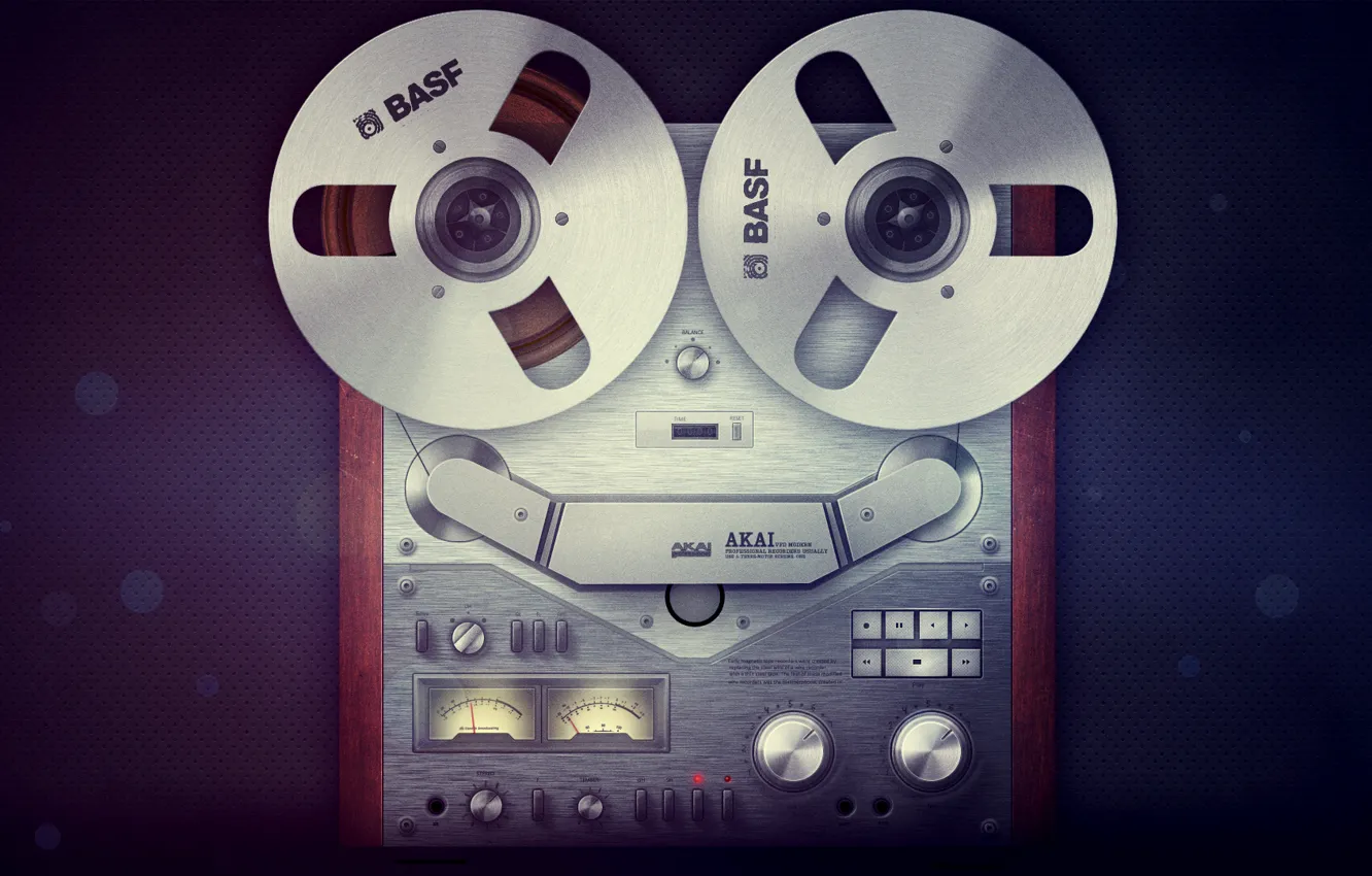 Фото обои звук, лента, диски, кассеты, магнитофон