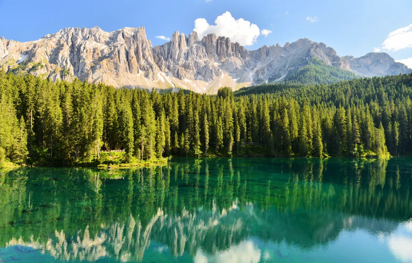 Фото обои лес, горы, природа, озеро, отражение