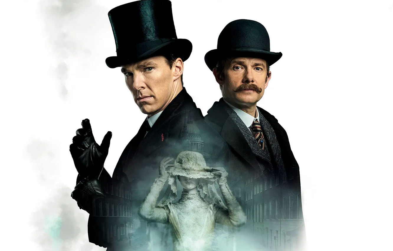 Фото обои Шерлок Холмс, Невеста, Мартин Фриман, Бенедикт Камбербэтч, Sherlock, Sherlock BBC, Sherlock Holmes, Джон Ватсон