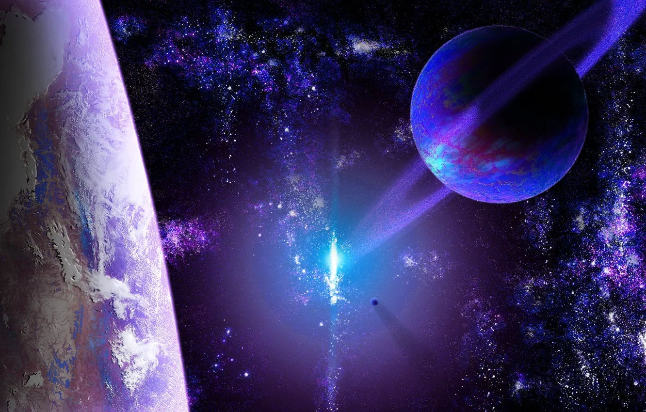 Фото обои космос, синий, art