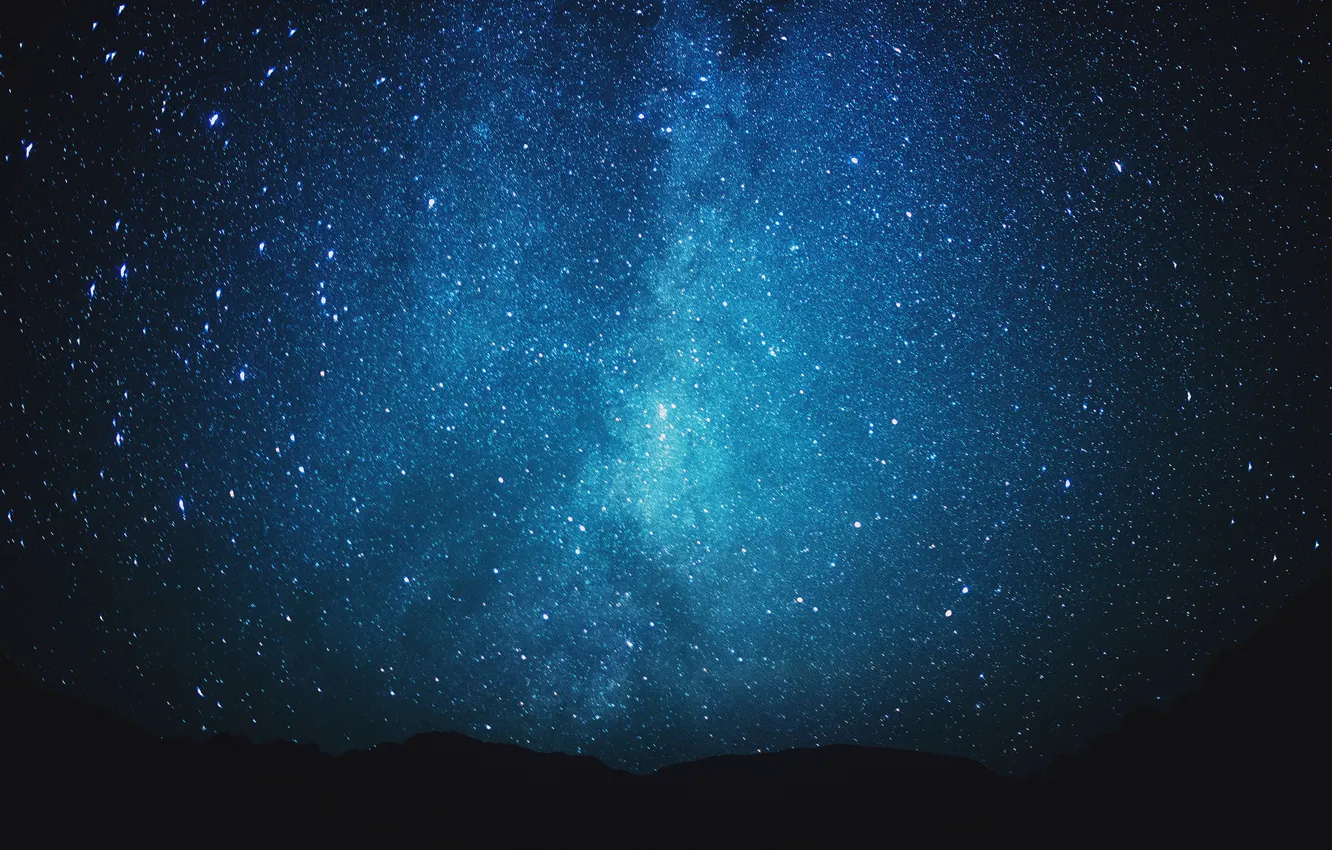 Фото обои stars, hills, Milky Way, silhouette