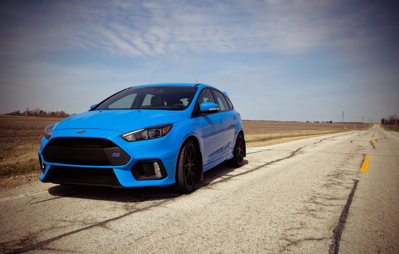 Фото обои ford, road, field, blue, focus, 2017