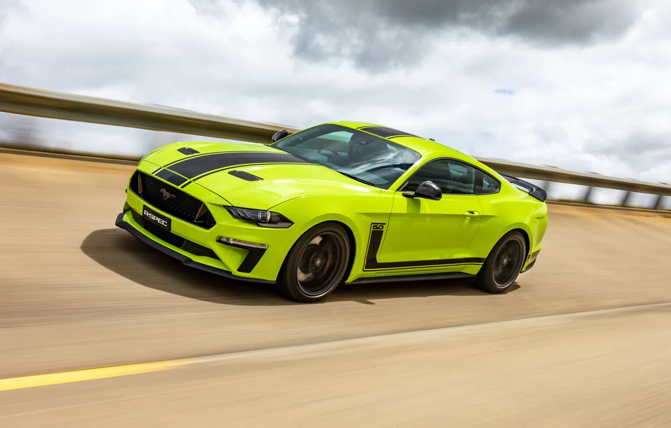 Фото обои скорость, Mustang, Ford, AU-spec, R-Spec, 2019, Australia version