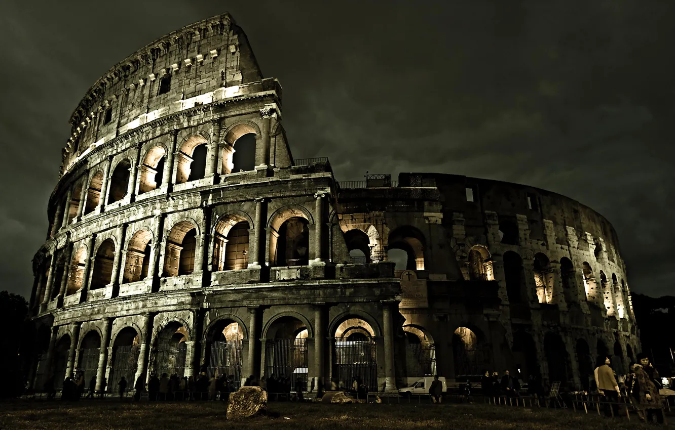 Фото обои сооружение, арена, колизей, италия, рим