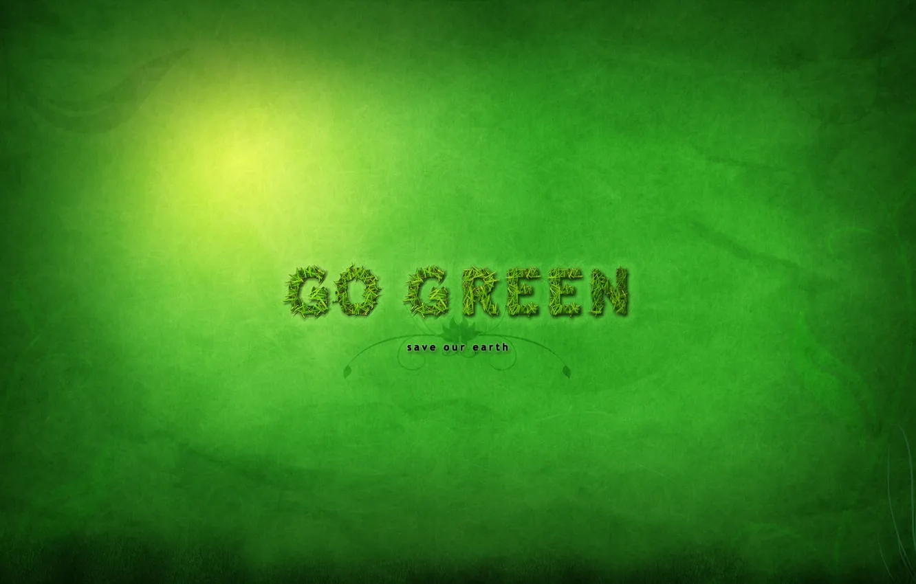 Фото обои зеленый, фон, Стиль, Go Green