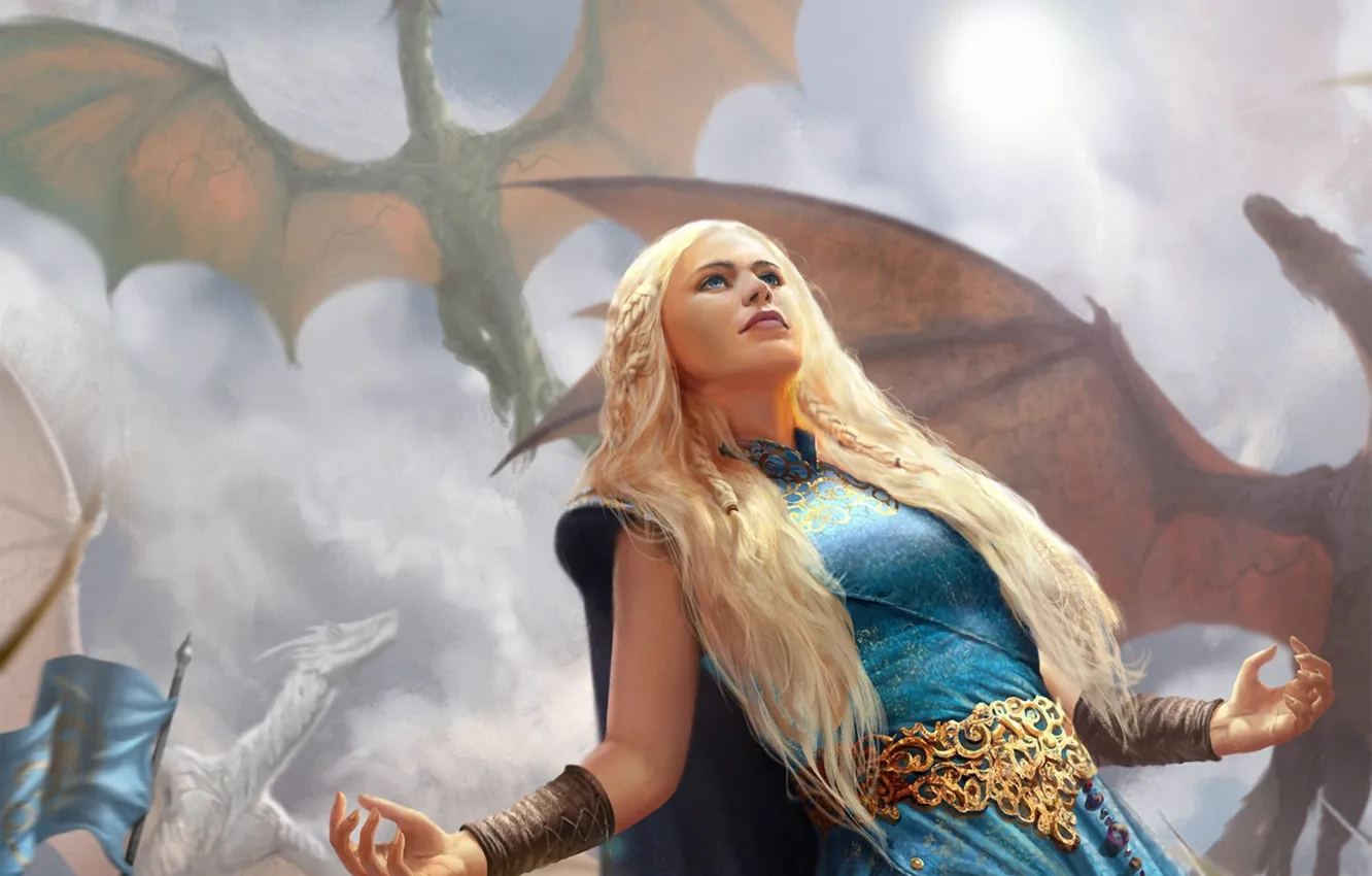 Фото обои девушка, драконы, руки, Песнь Льда и Огня, Daenerys Targaryen, Mother of Dragons, A Song Of …