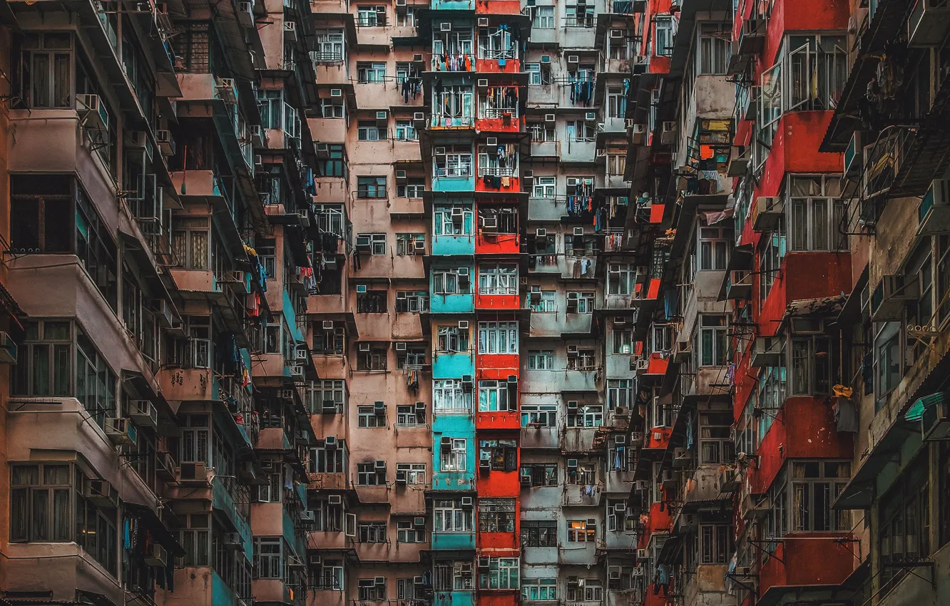 Фото обои город, окна, дома, Китай