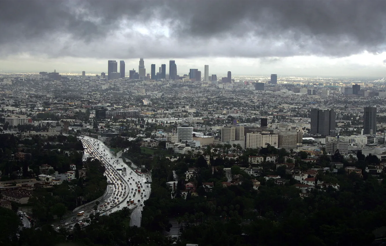 Фото обои небо, здания, тучки, Los Angeles, лос анджелес