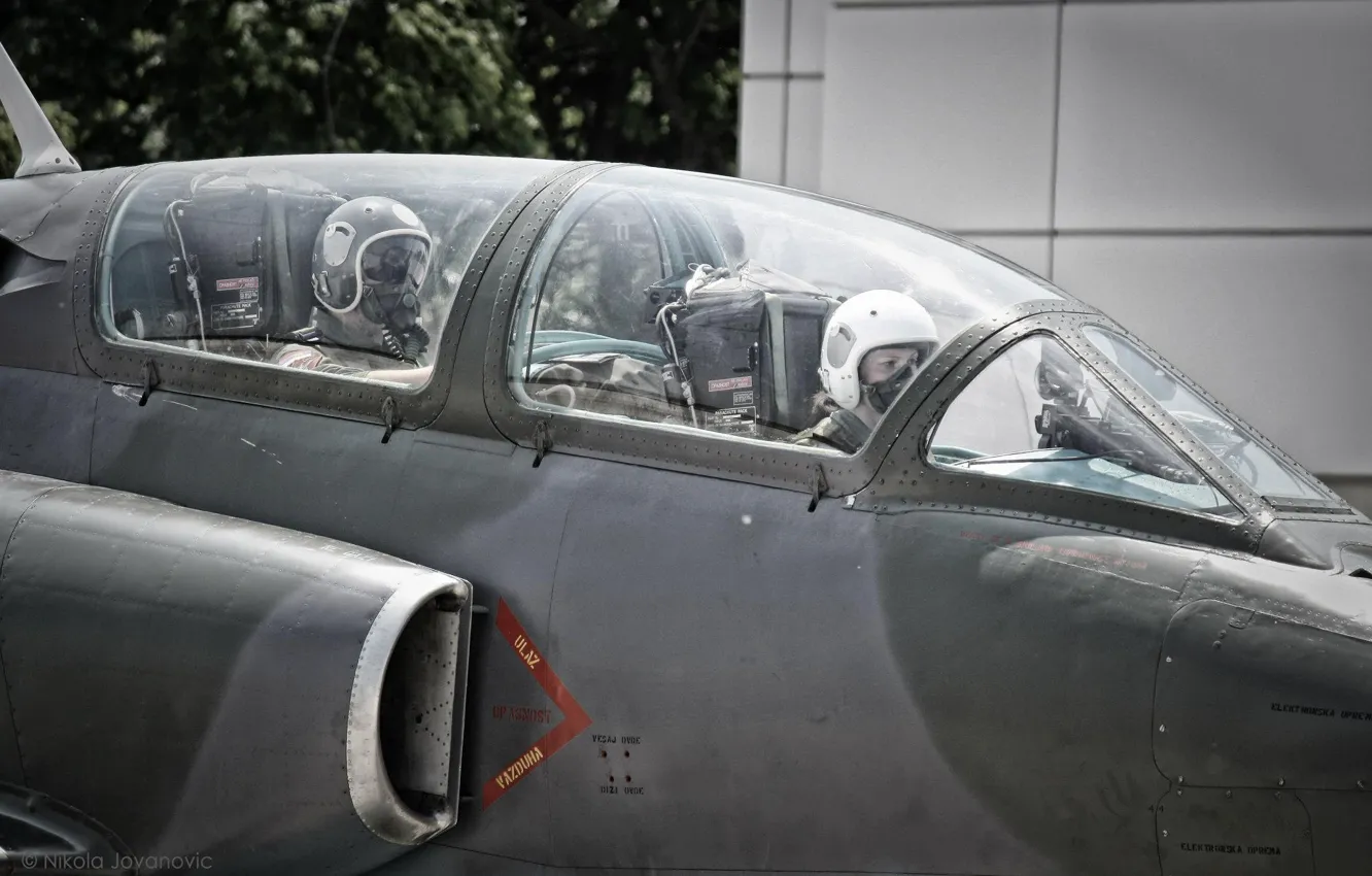 Фото обои Girl, Jet, Military, Serbia, Practice, Galeb G4