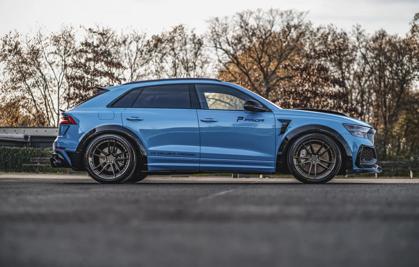 Фото обои Audi, Blue, Side, Prior Design, RS Q8, Audi RS Q8