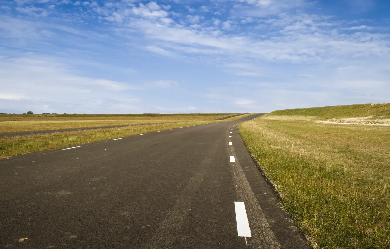 Фото обои green, road, sky, blue, gras