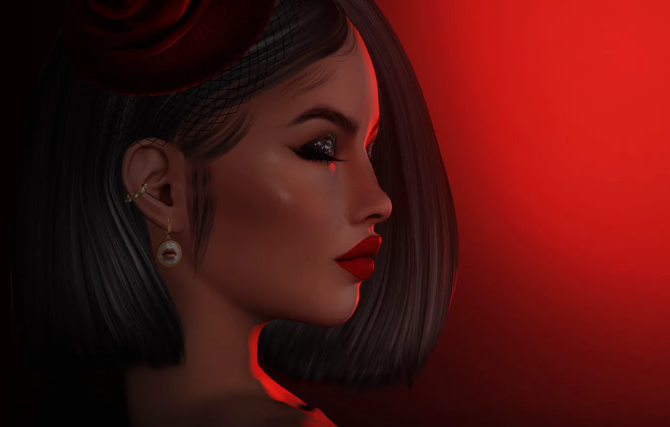 Фото обои девушка, лицо, рендеринг