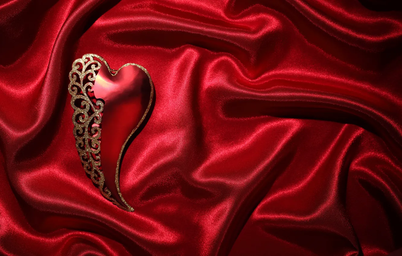 Фото обои red, love, heart, romantic, silk, valentine`s day