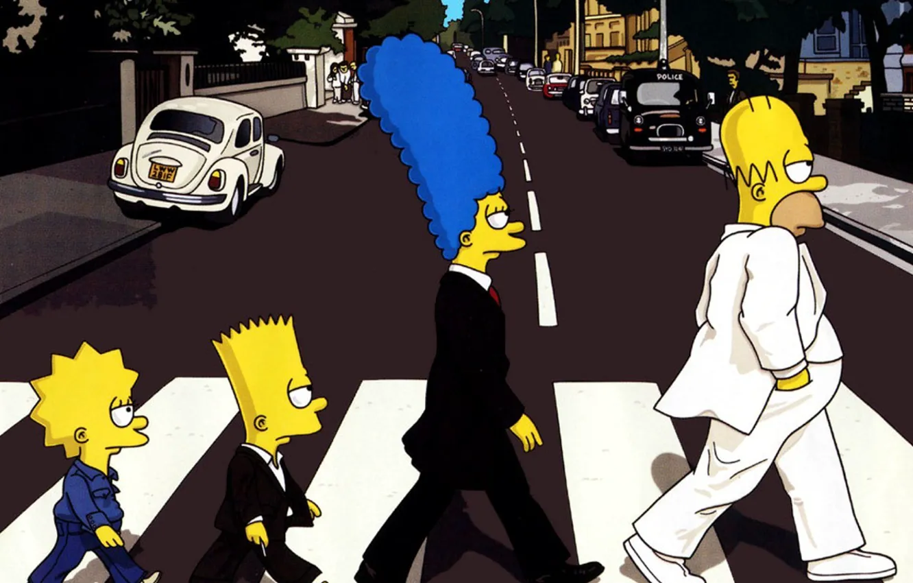 Фото обои Симпсоны, переход, simpsons, Abbey Road, The Beatles