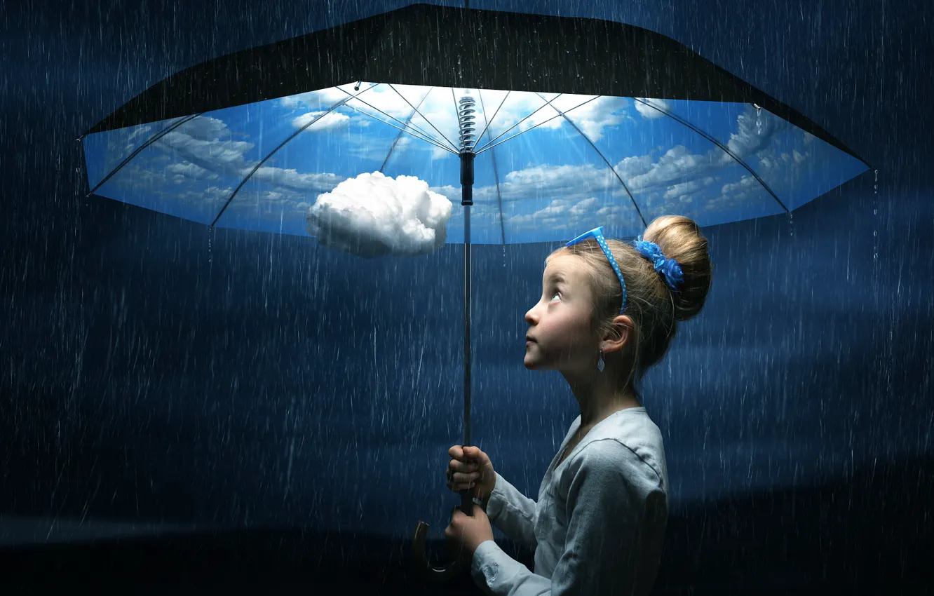 Фото обои зонт, девочка, The good weather umbrella