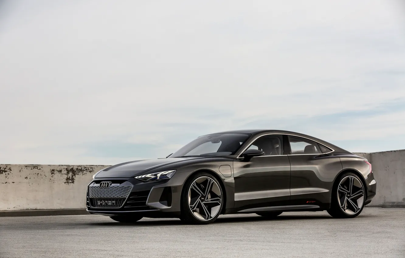 Фото обои Audi, купе, стоянка, 2018, e-tron GT Concept, четырёхдверное