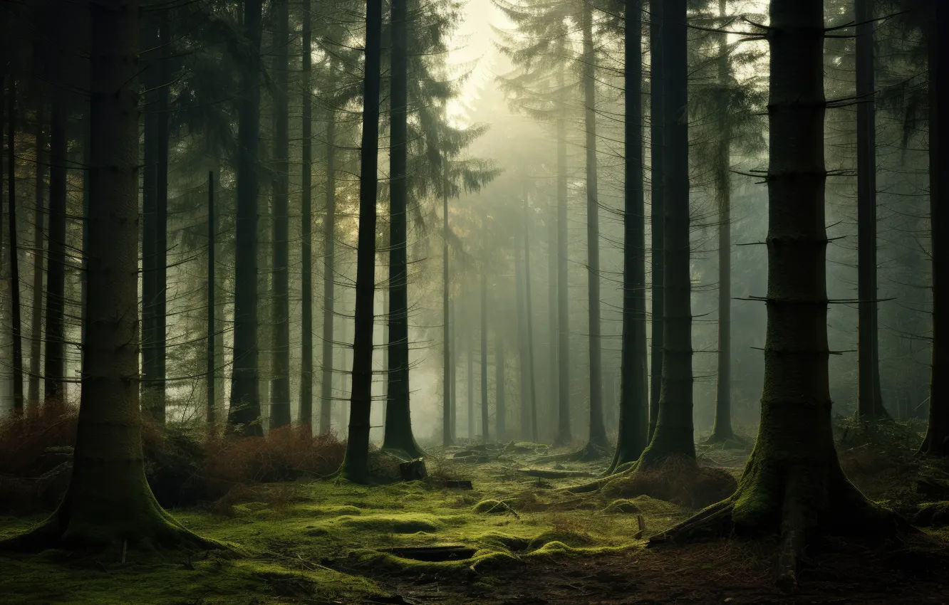 Фото обои forest, darkness, moss