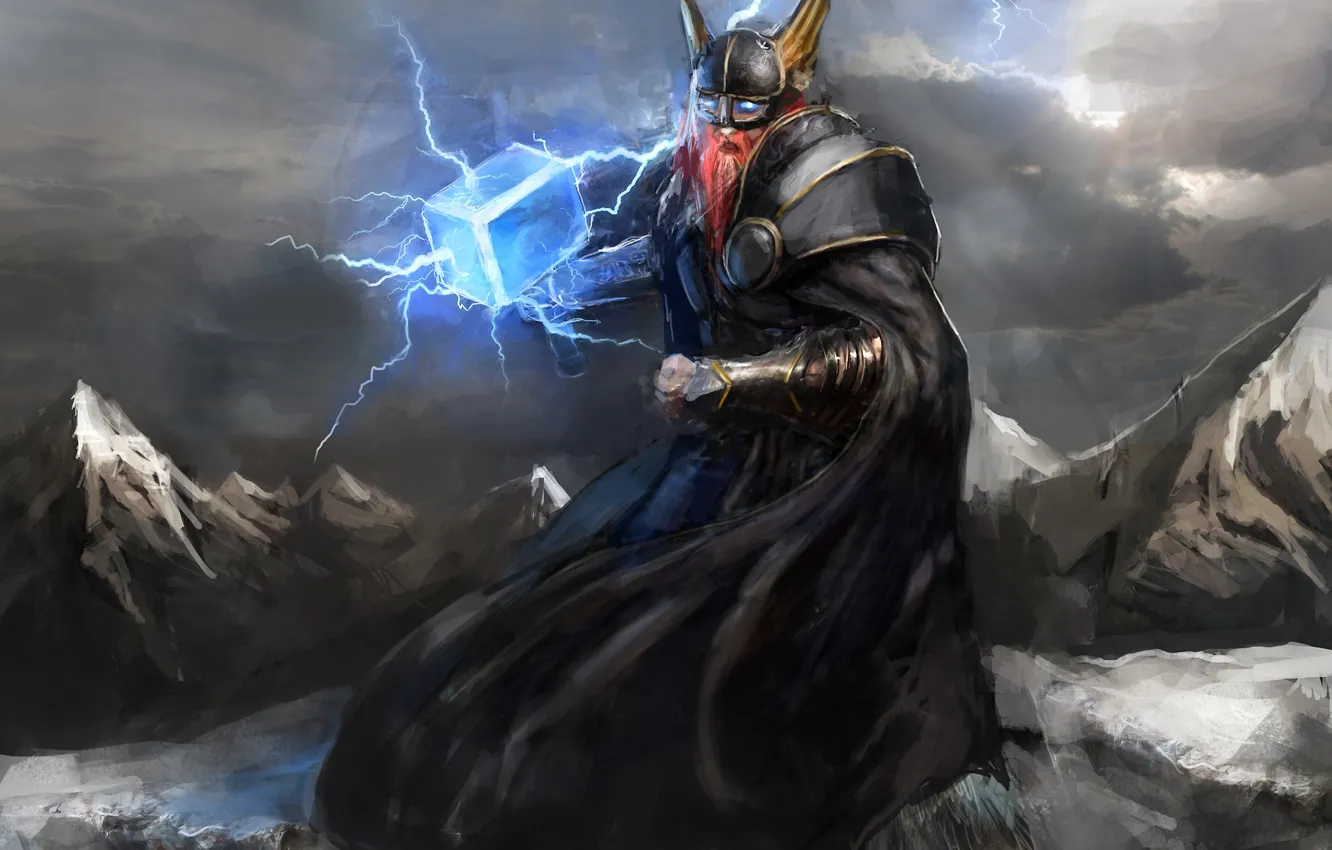 Фото обои warhammer, power, Thor, viking, god, hammer, Mjölnir, Odin