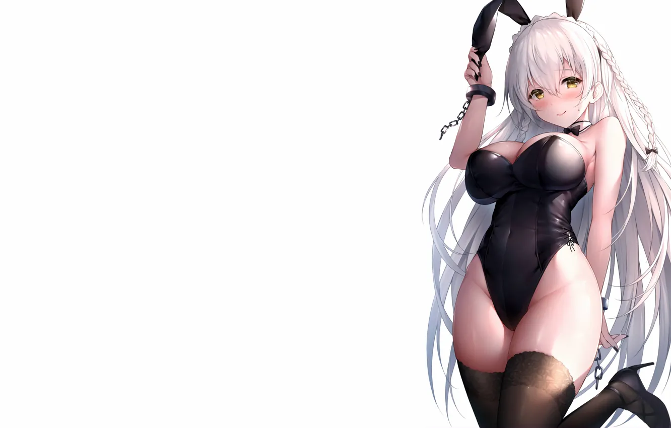 Фото обои girl, sexy, cleavage, thighhighs, long hair, boobs, anime, beautiful