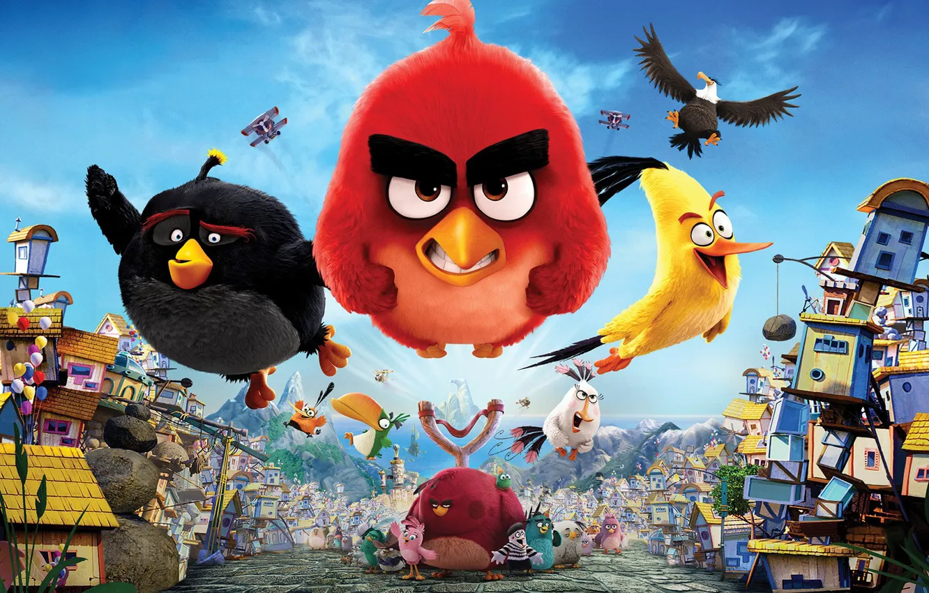 Фото обои Red, game, birds, film, animated, angry, Angry Birds, animated movie