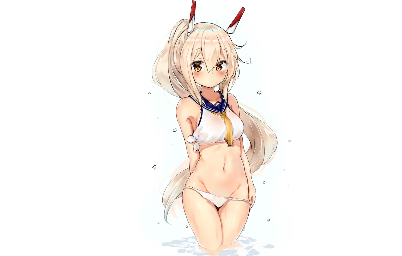 Фото обои girl, sexy, long hair, anime, Ayanami, beautiful, pretty, bikini