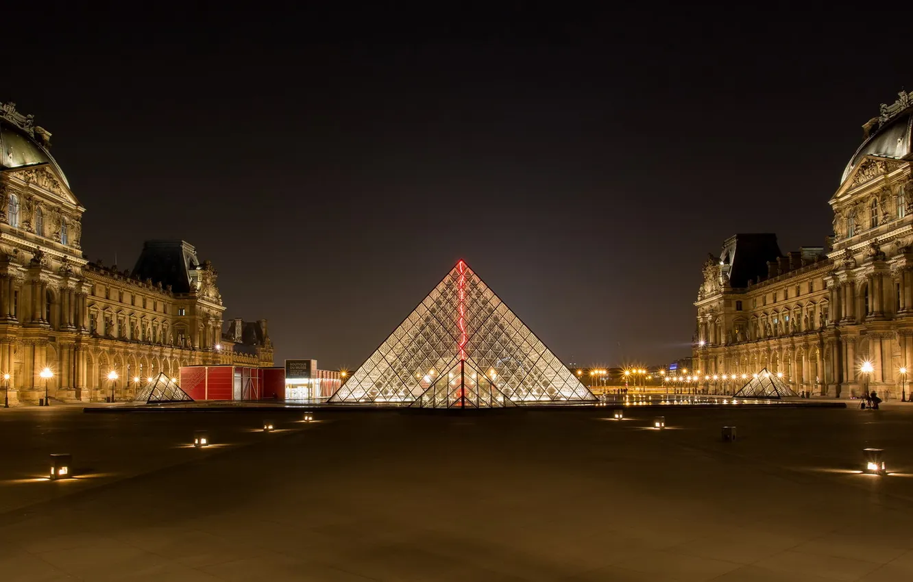 Фото обои Paris, France, Pyramide du Louvre