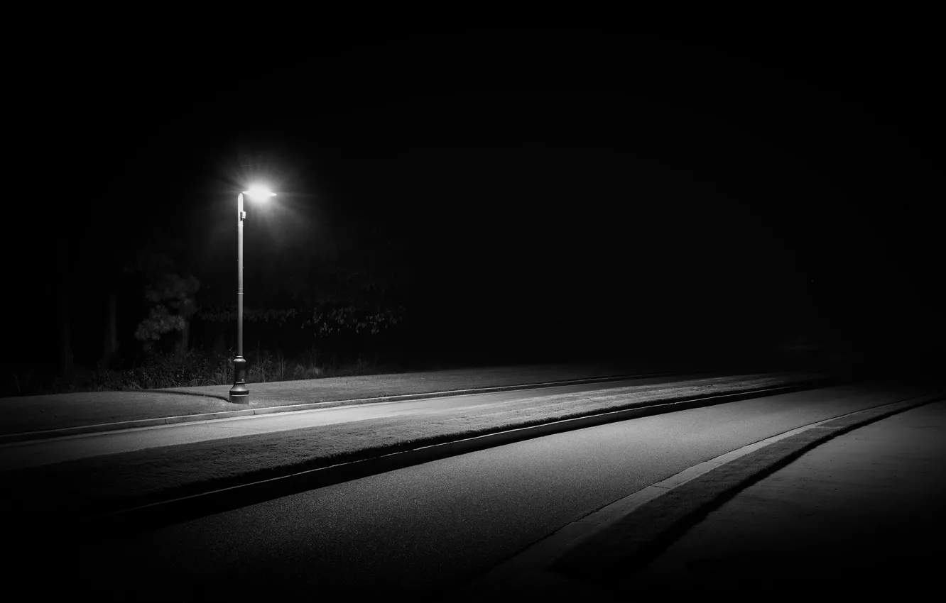 Фото обои ночь, улица, фонарь