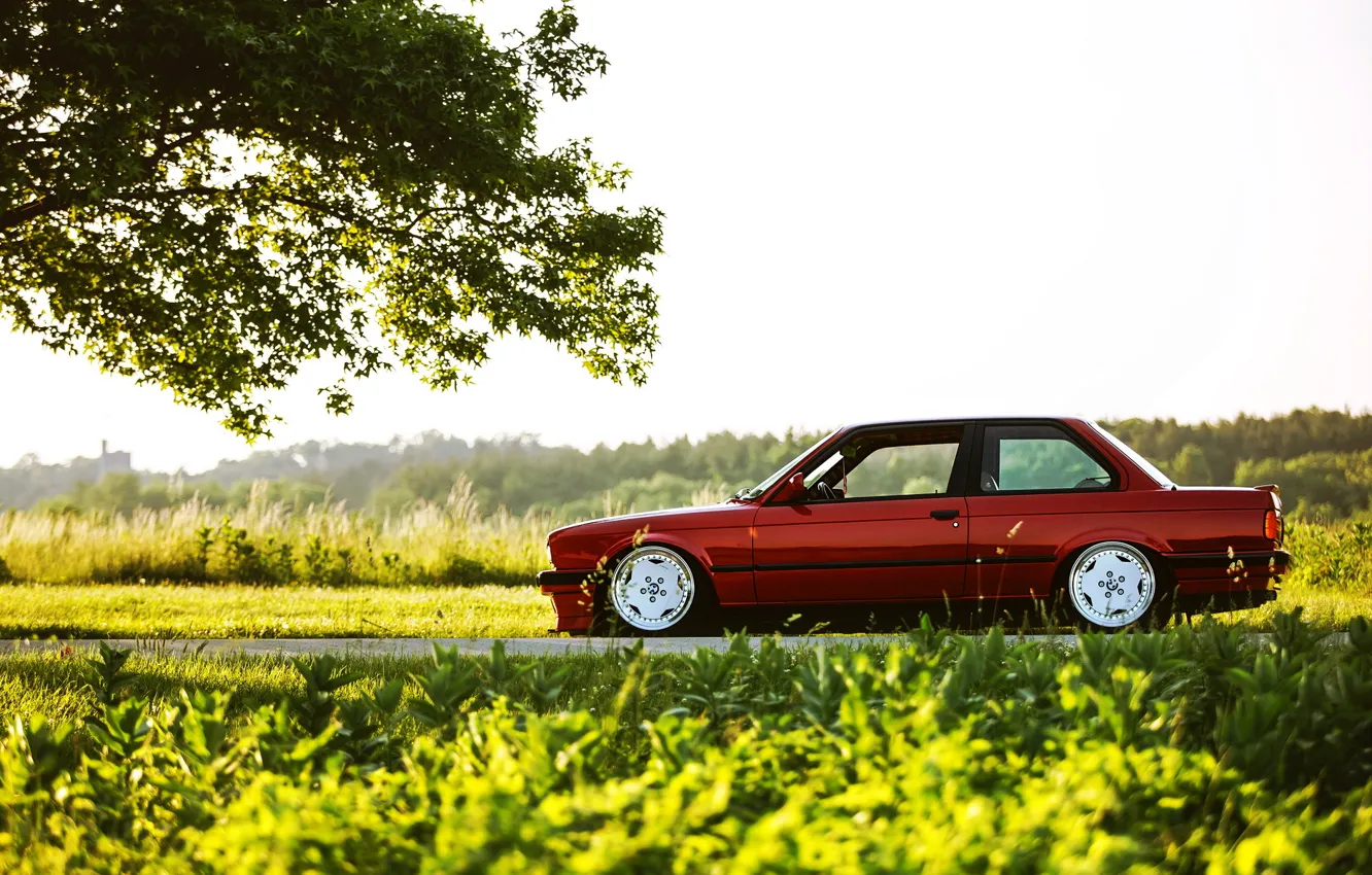 Фото обои car, BMW, red, tuning, E30, 3 series, трешка