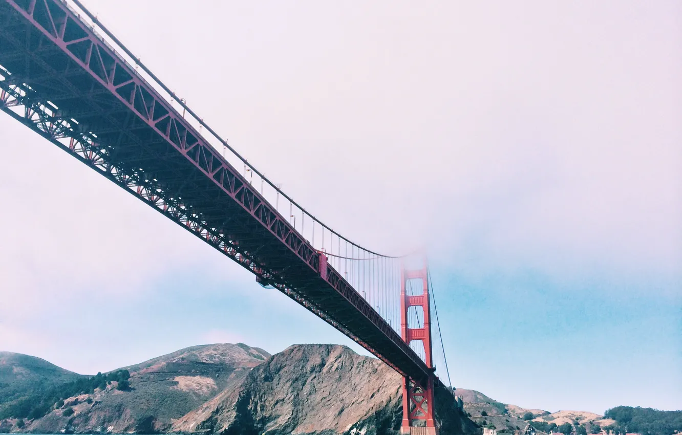 Фото обои red, USA, rock, Golden Gate Bridge, United States, river, Pacific Ocean, sea