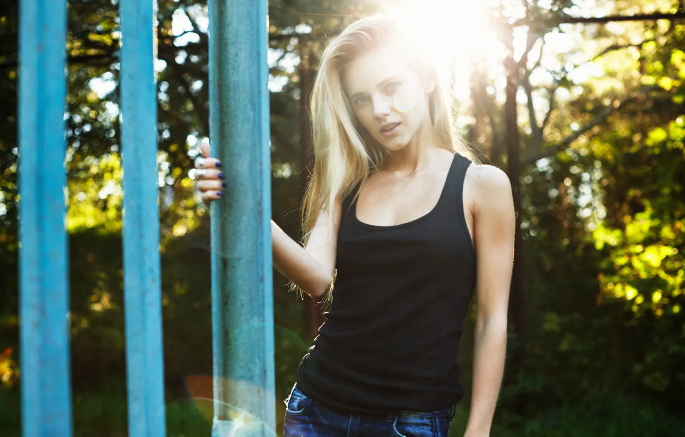 Фото обои лето, взгляд, модель, майка, Alena