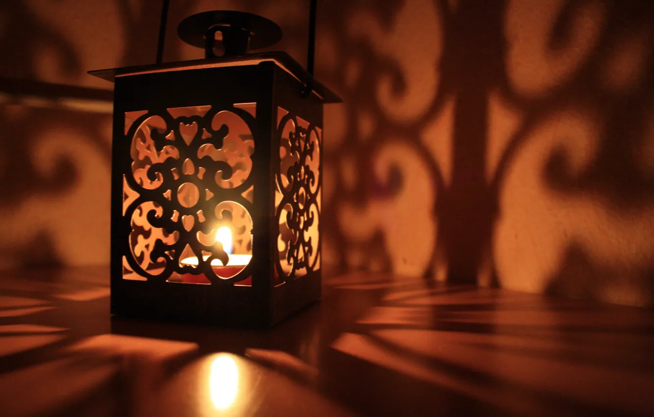 Фото обои свет, лампа, свеча, тени