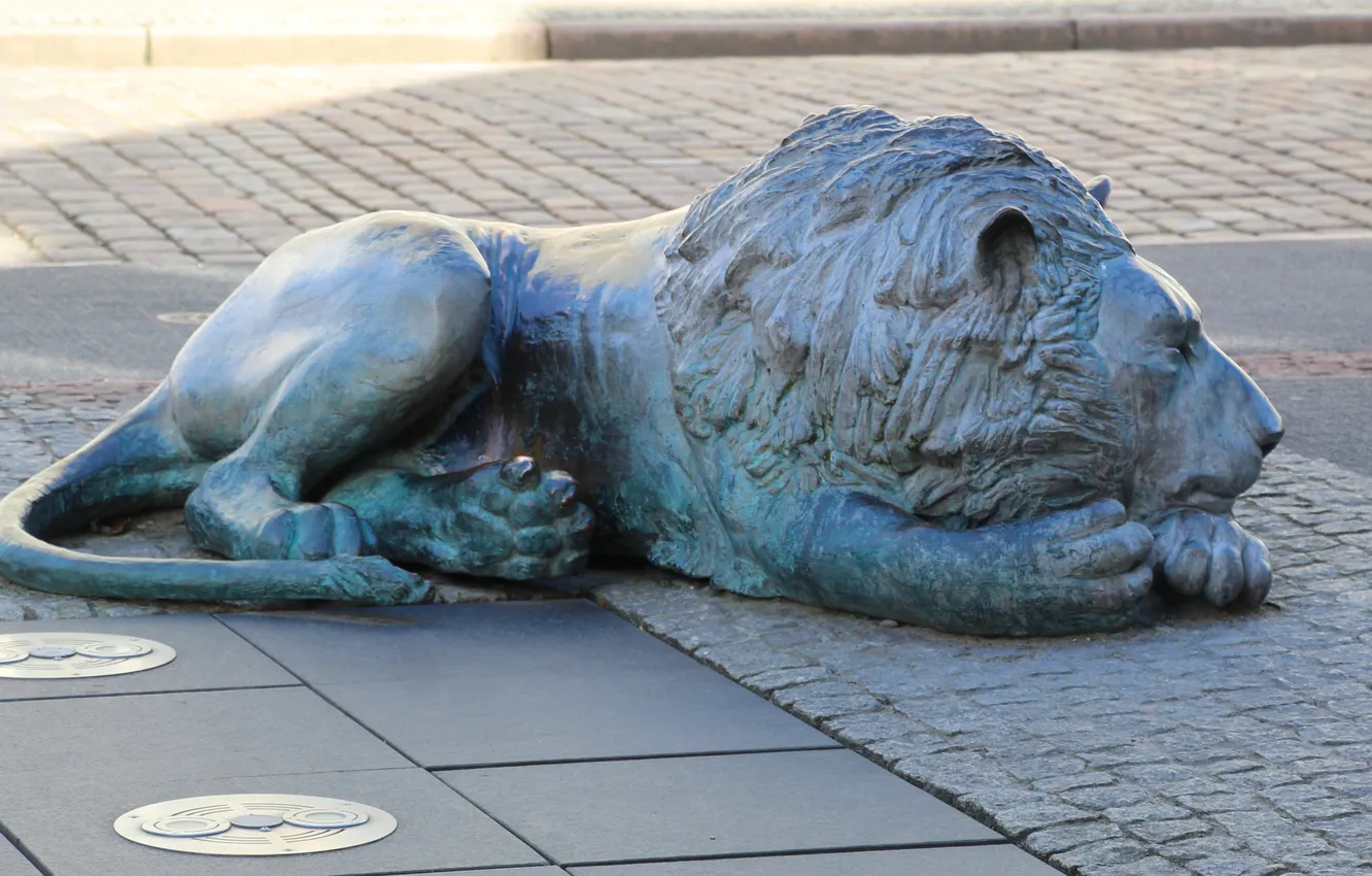 Фото обои lion, street, statua, monument