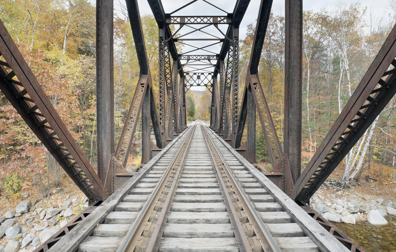 Фото обои мост, фон, железная дорога