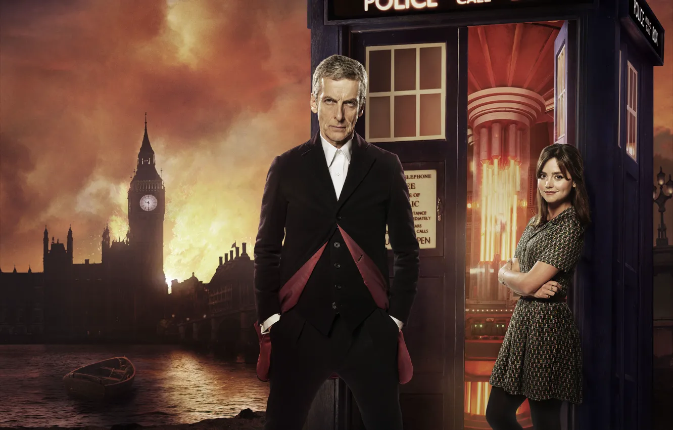 Фото обои Doctor Who, Доктор Кто, Jenna-Louise Coleman, Дженна-Луиза Коулман, Peter Capaldi, Питер Капальди