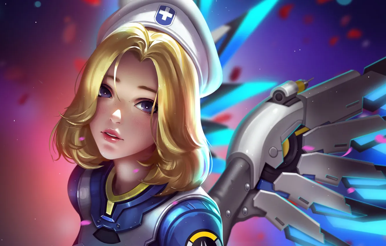 Фото обои Девушка, Overwatch, Mercy