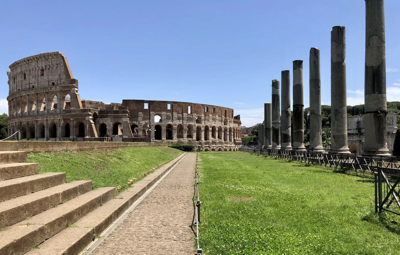 Фото обои Рим, Колизей, Италия, колонны, руины