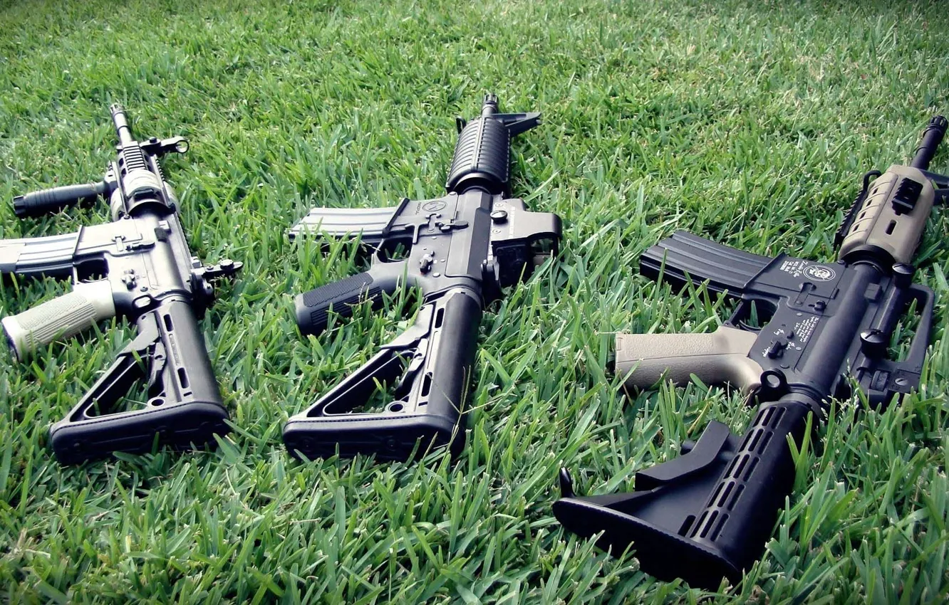 Фото обои травка, m4a1, ar-15, Автоматы, штурмовые винтовки